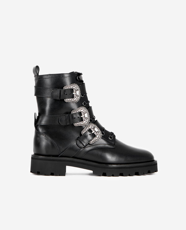 bottines rangers en cuir noir