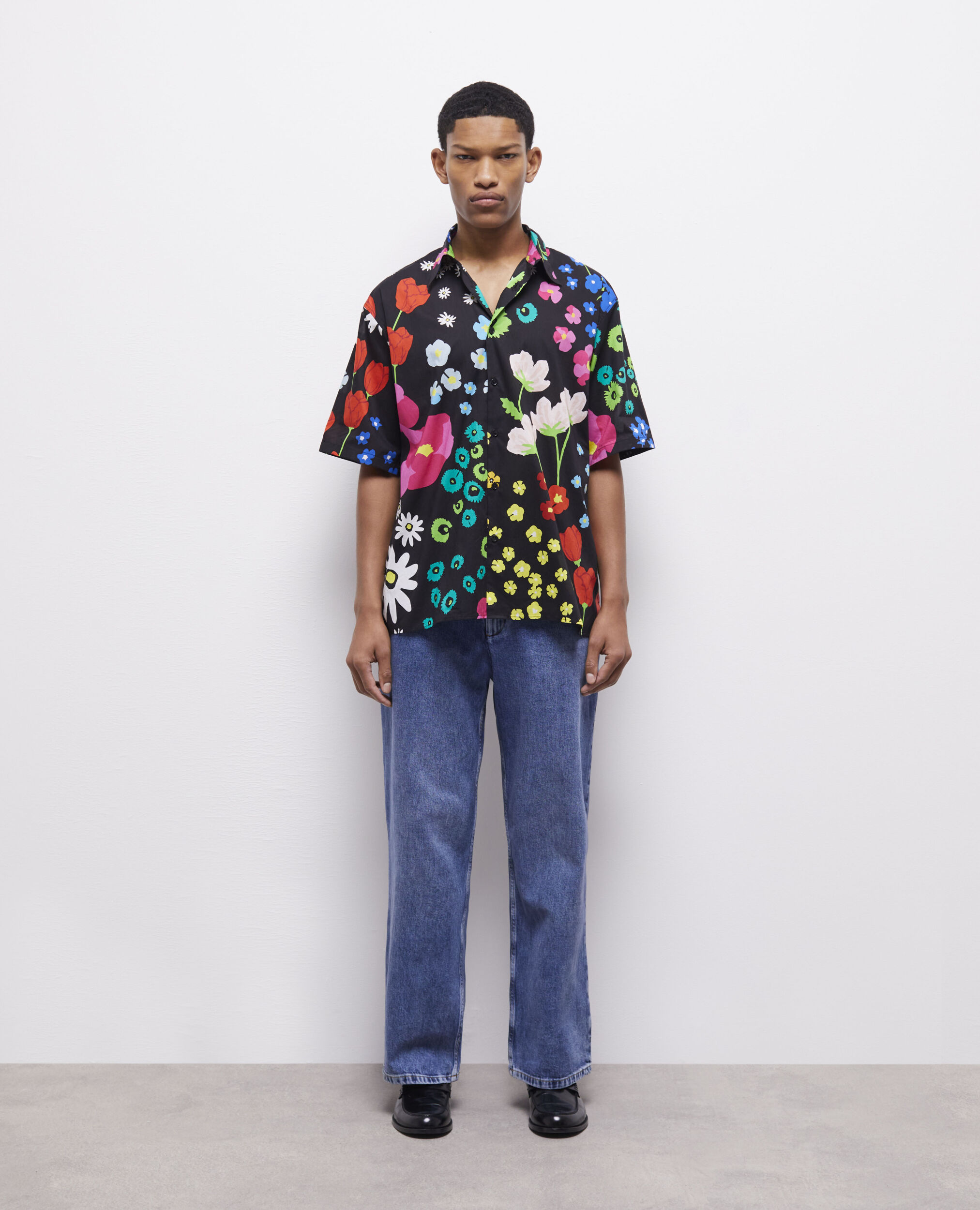 Printed cotton shirt, MULTICOLORE/BLACK, hi-res image number null
