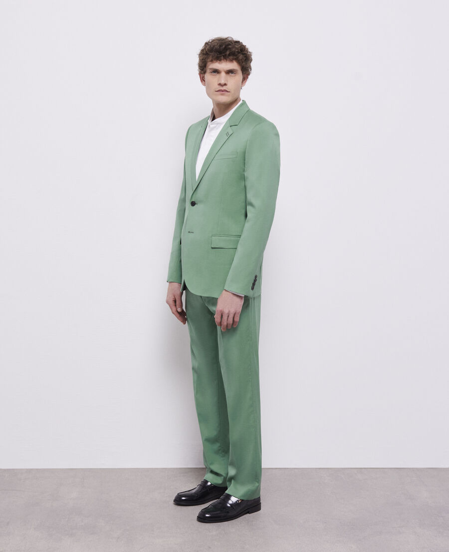 green wool suit pants