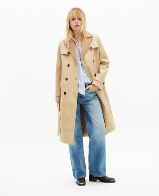 The Kooples WOMEN LIGHT BEIGE lined coat in beige wool blend