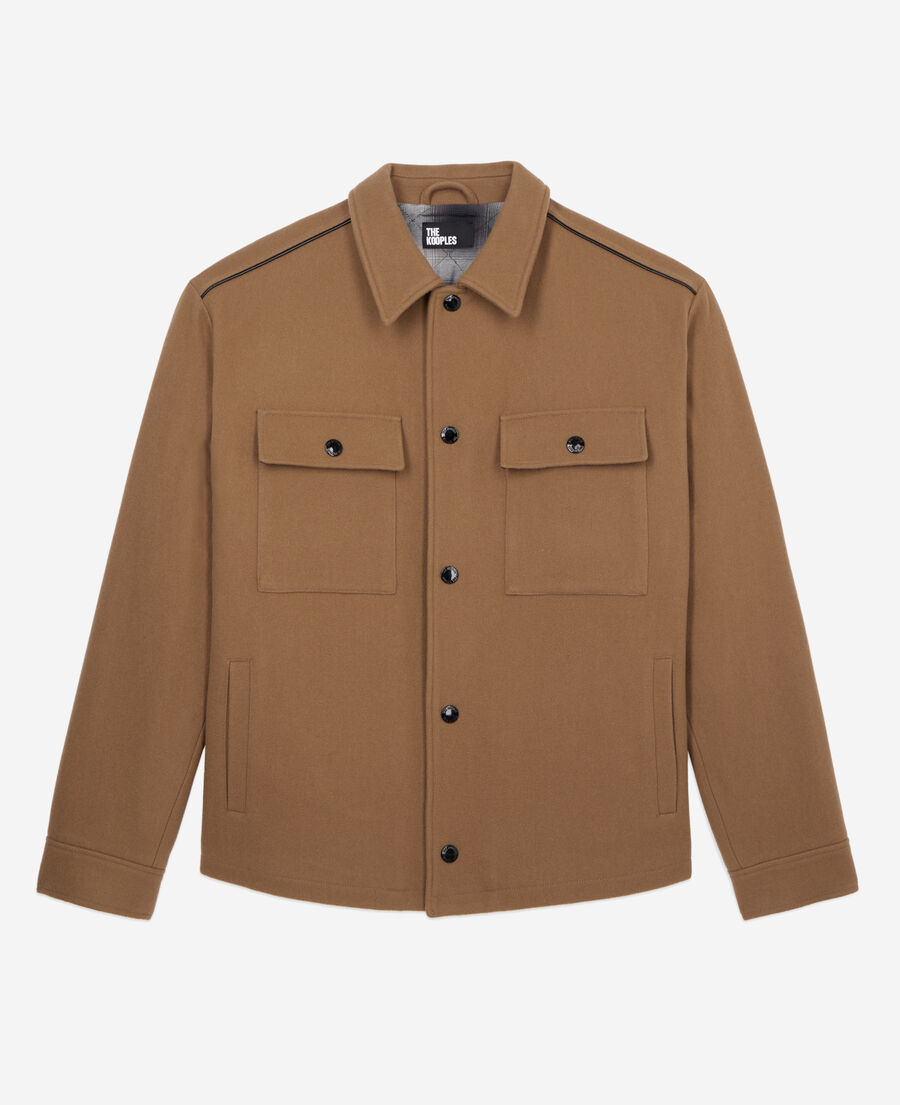 camel wool-blend overshirt jacket