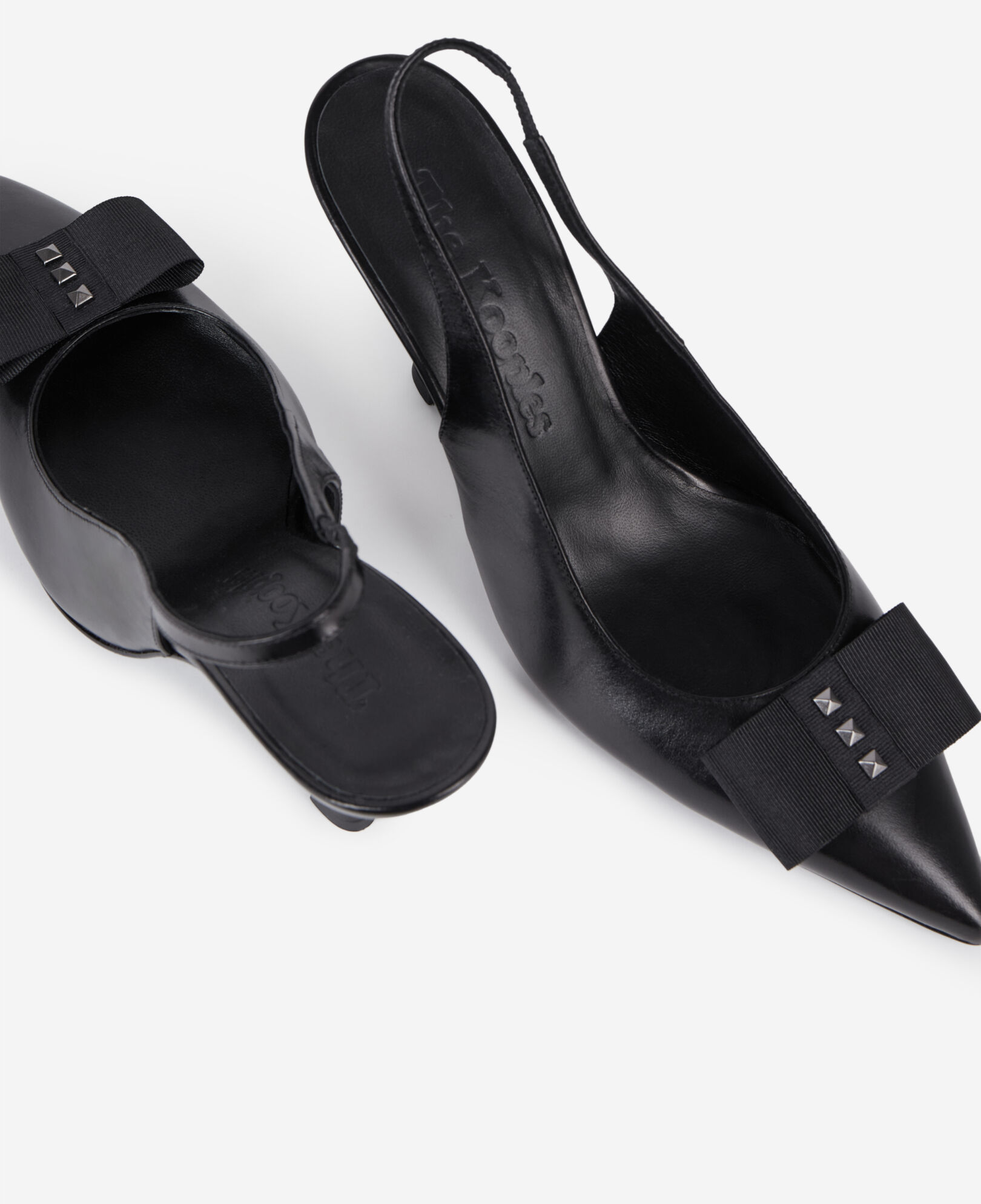 The Kooples FEMME BLACK escarpins en cuir noir à bride arrière
