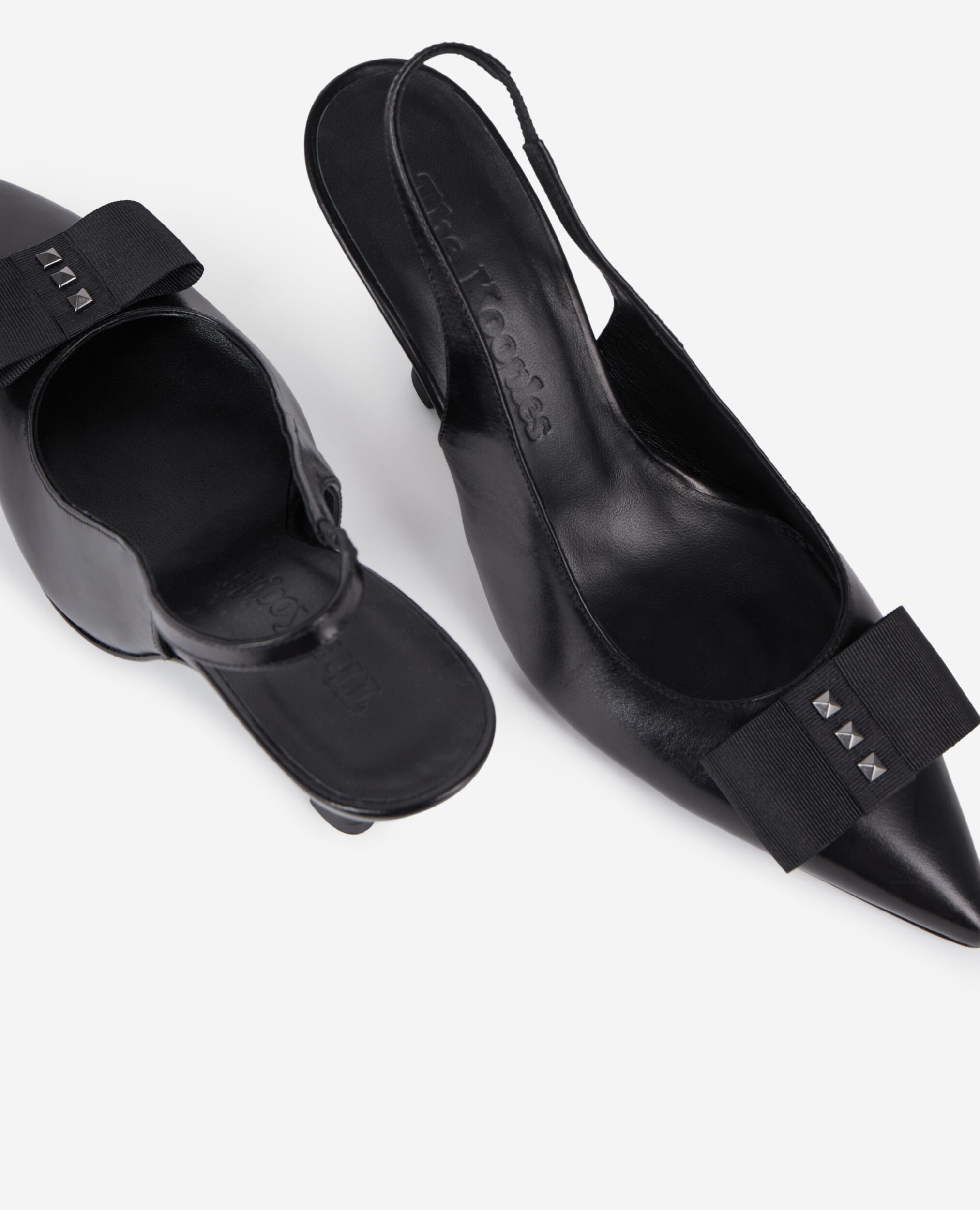 Escarpins en cuir noir à bride arrière, BLACK, hi-res image number null