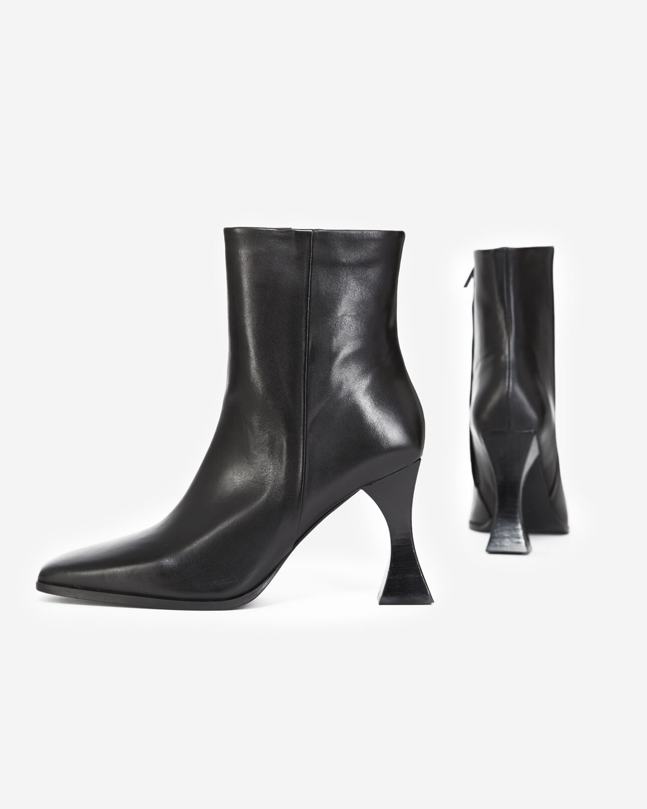 The Kooples FEMME BLACK bottines noires à talons cuir lisse