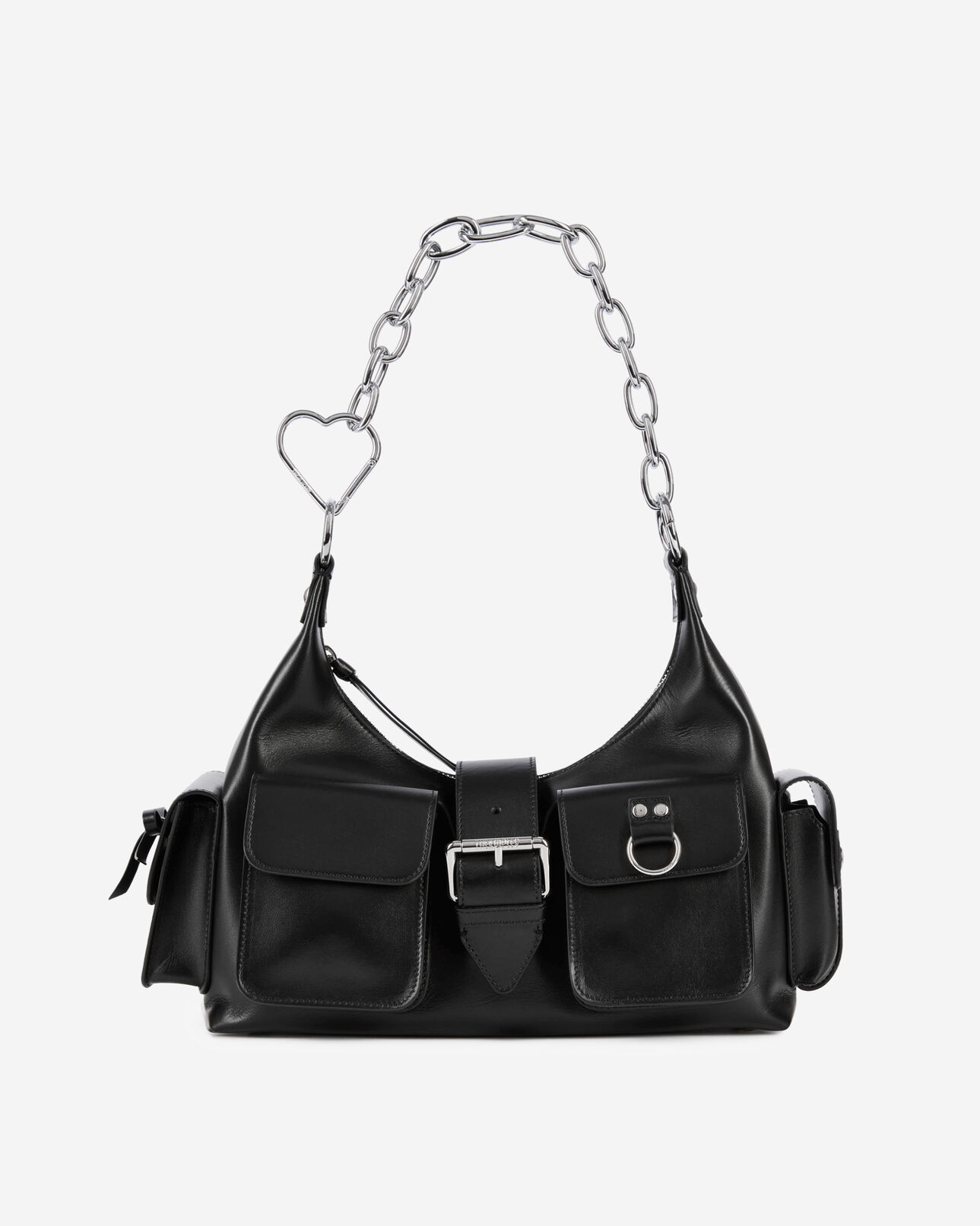 The Kooples WOMEN BLACK amelia bag with chain in black smooth leather