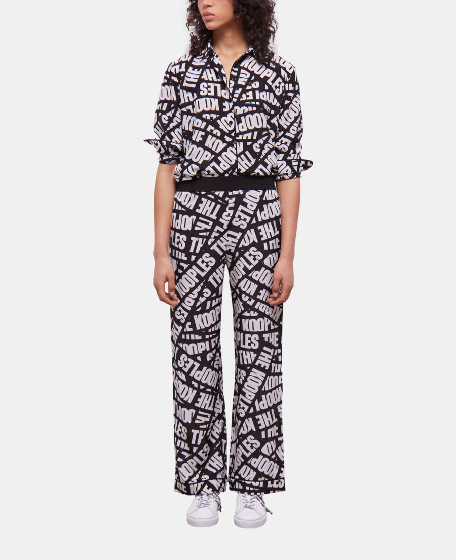 The Kooples F BLACK / WHITE pants with tape logo