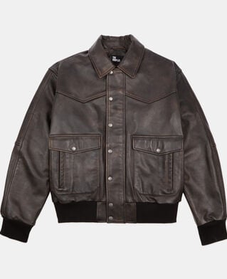 The Kooples HOMME DARK BROWN blouson en cuir marron