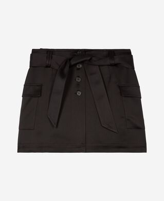 The Kooples FEMME BLACK jupe courte en satin noire