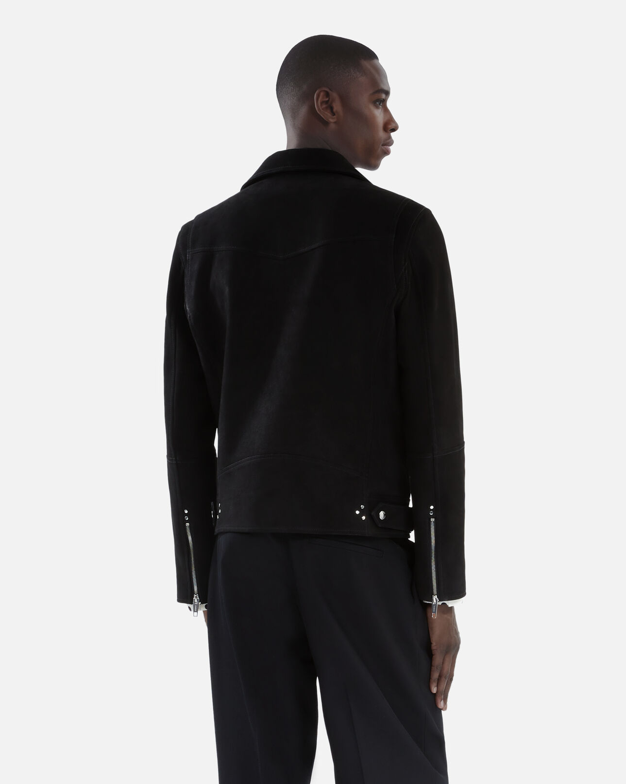 The Kooples MEN BLACK black nubuck biker jacket