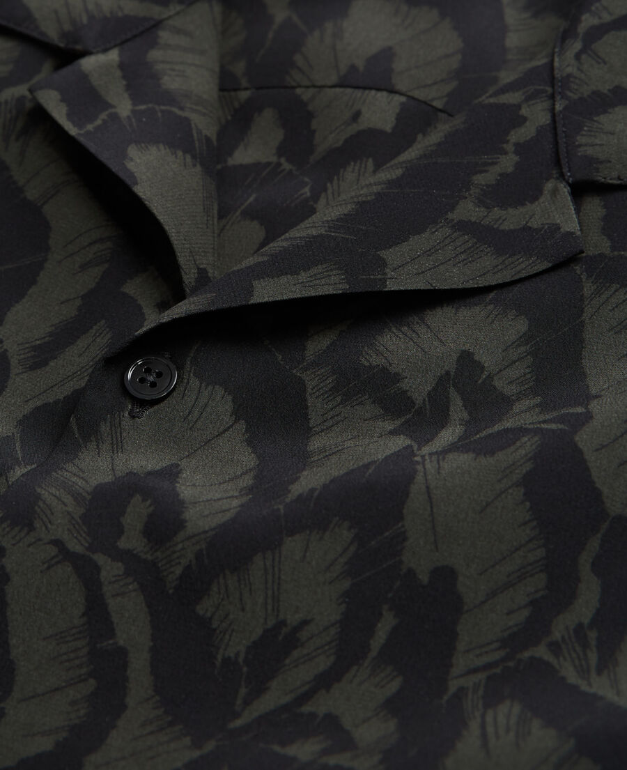 chemise col hawaïen en soie imprimée