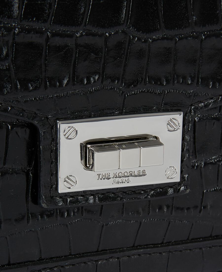 The Kooples WOMEN BLACK emily small crocodile-effect bag in black leather