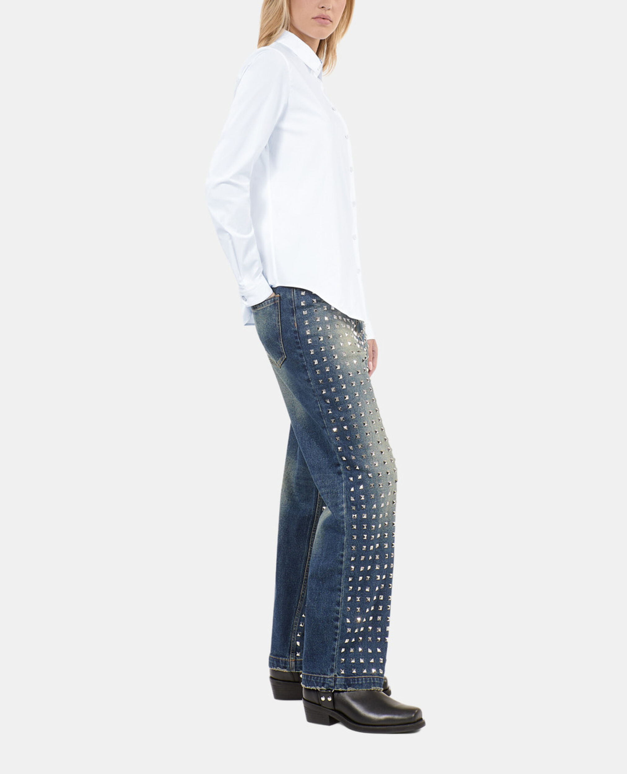White poplin shirt, WHITE, hi-res image number null