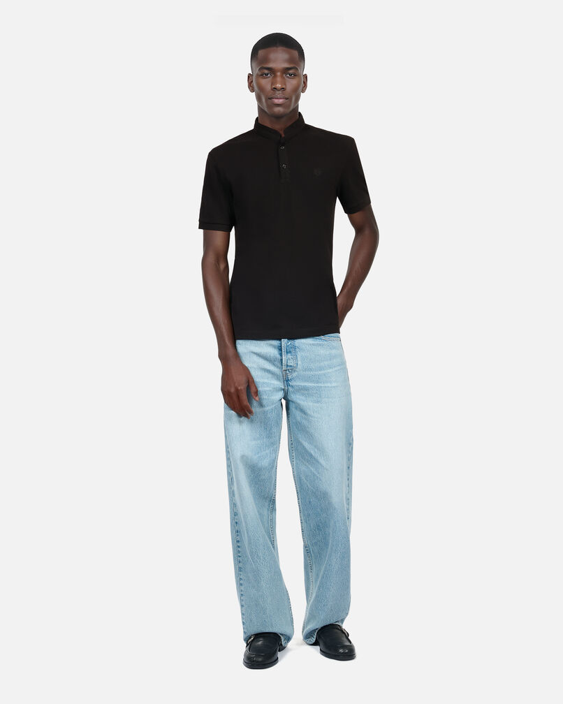 The Kooples HERREN BLACK schwarzes poloshirt aus baumwollpiqué