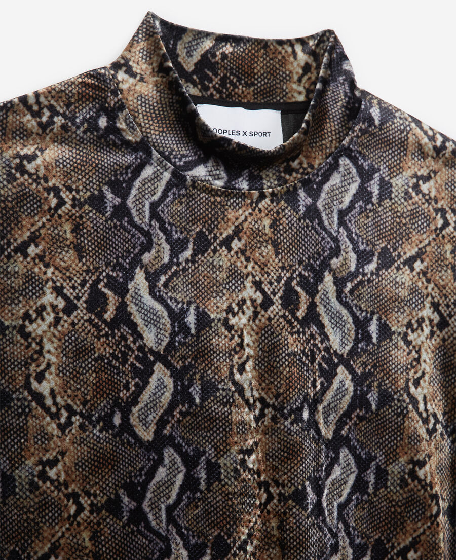 stretchy cropped sweatshirt in snake print