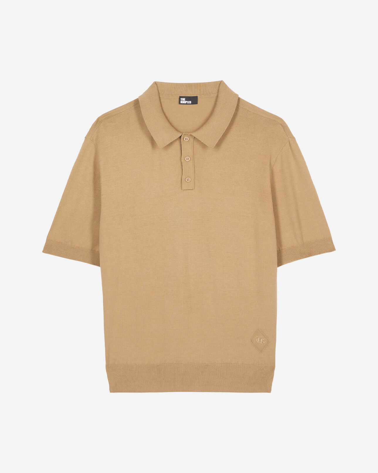The Kooples MEN BEIGE brown knitted polo t-shirt