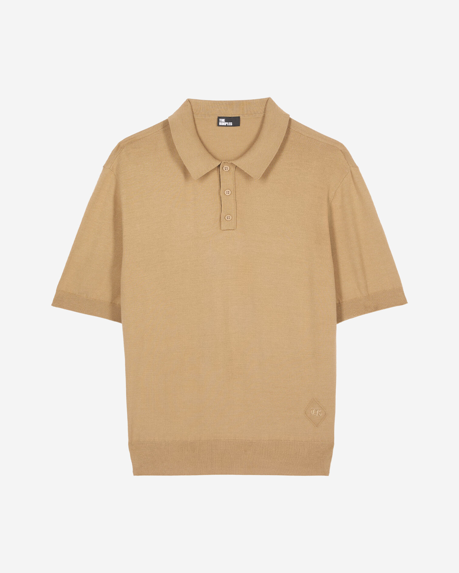 Brown knitted polo t-shirt, BEIGE, hi-res image number null