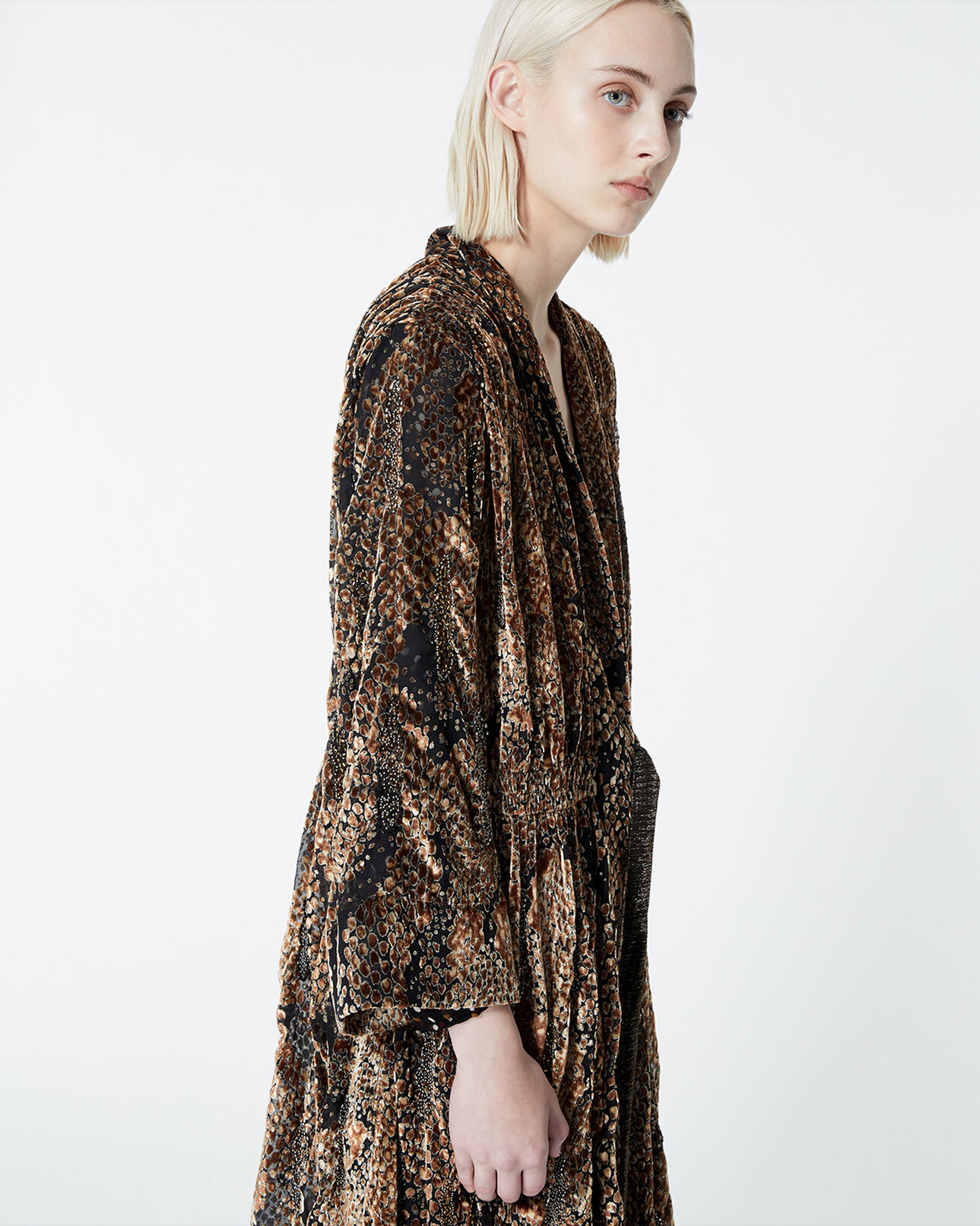 The Kooples FEMME BROWN kimono imprimé serpent burn-out