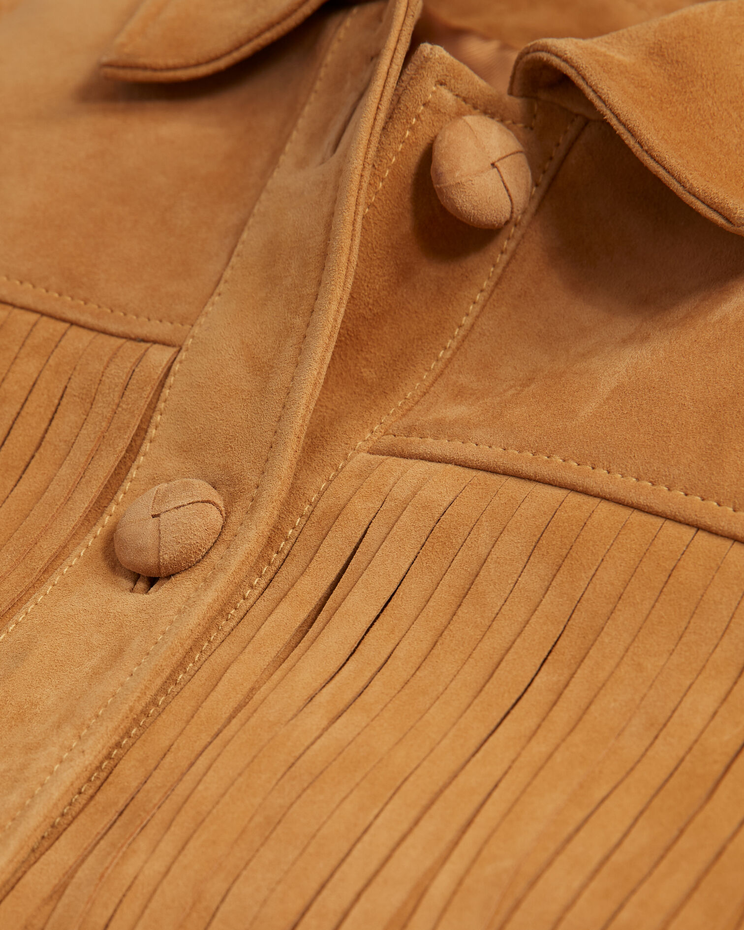 Camel suede jacket with fringing, CAMEL, hi-res image number null
