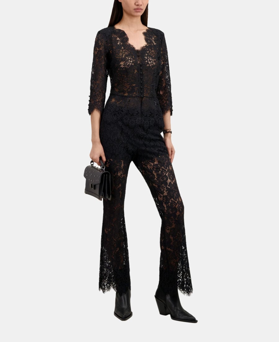 The Kooples FEMME BLACK top en dentelle noir