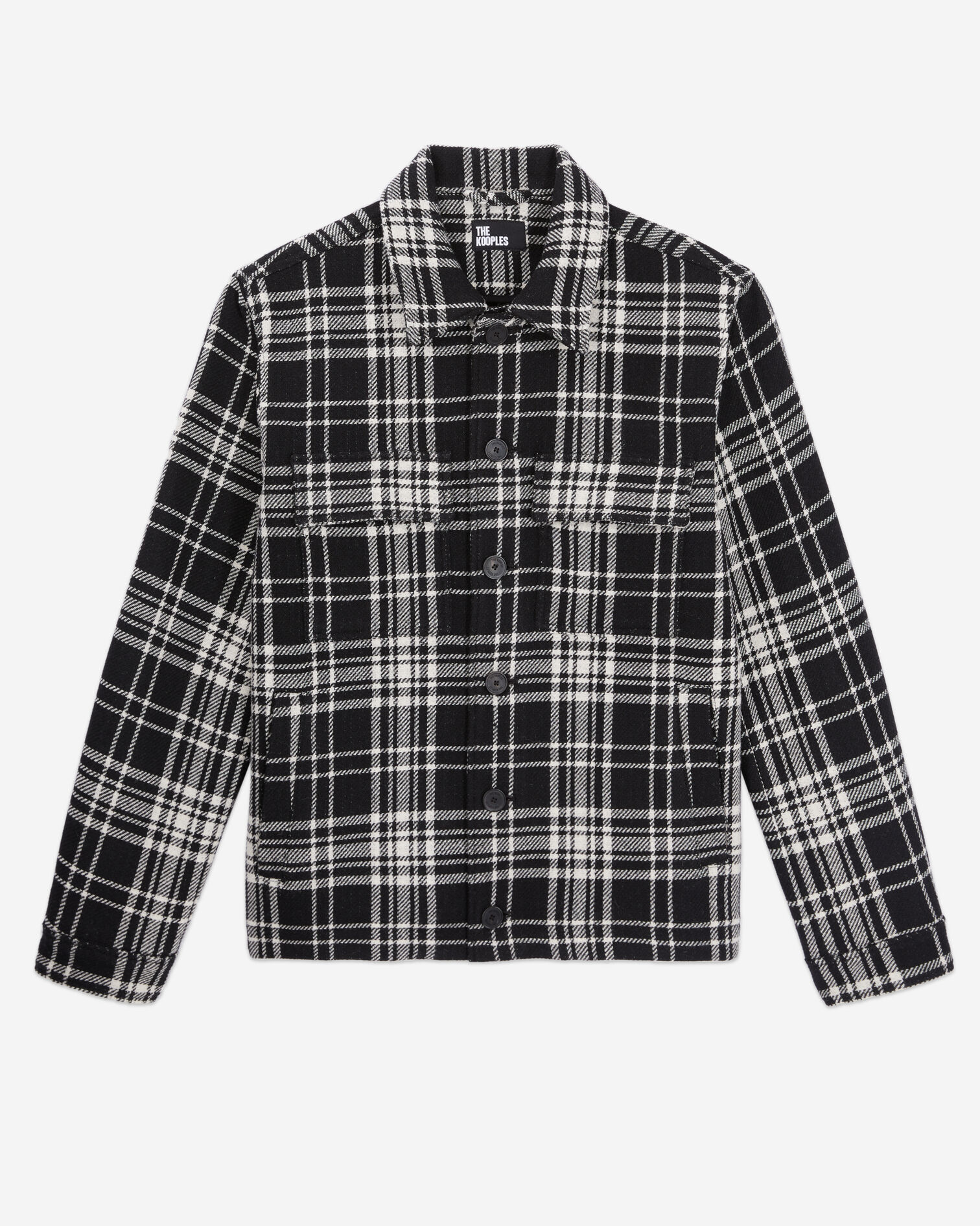 Blaue karierte Hemdjacke aus Wollmischung, BLACK WHITE, hi-res image number null