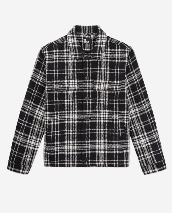 The Kooples MEN BLACK WHITE checkered wool-blend overshirt jacket