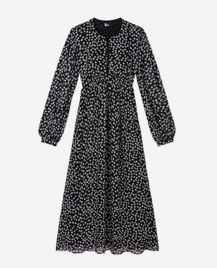 The Kooples FEMME BLACK WHITE robe longue imprimée