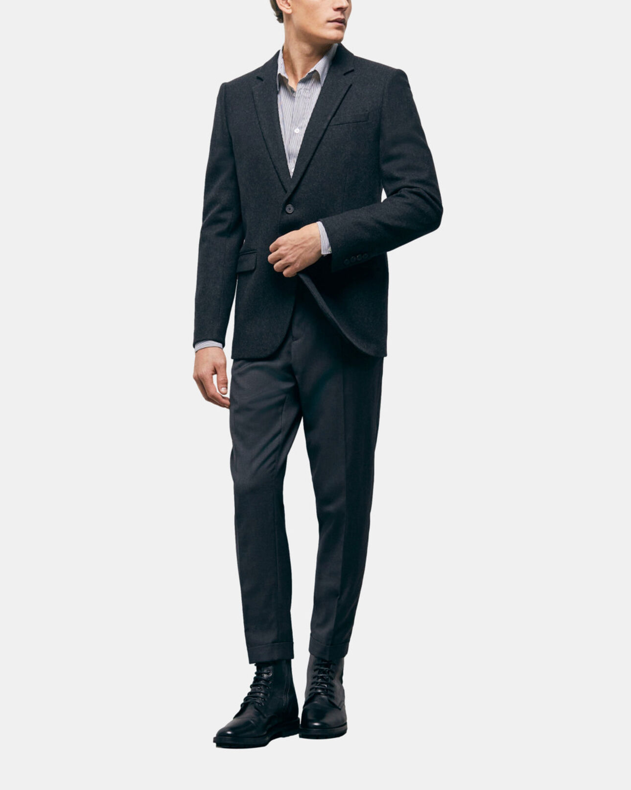 The Kooples HOMME DARK GREY veste de costume en laine grise