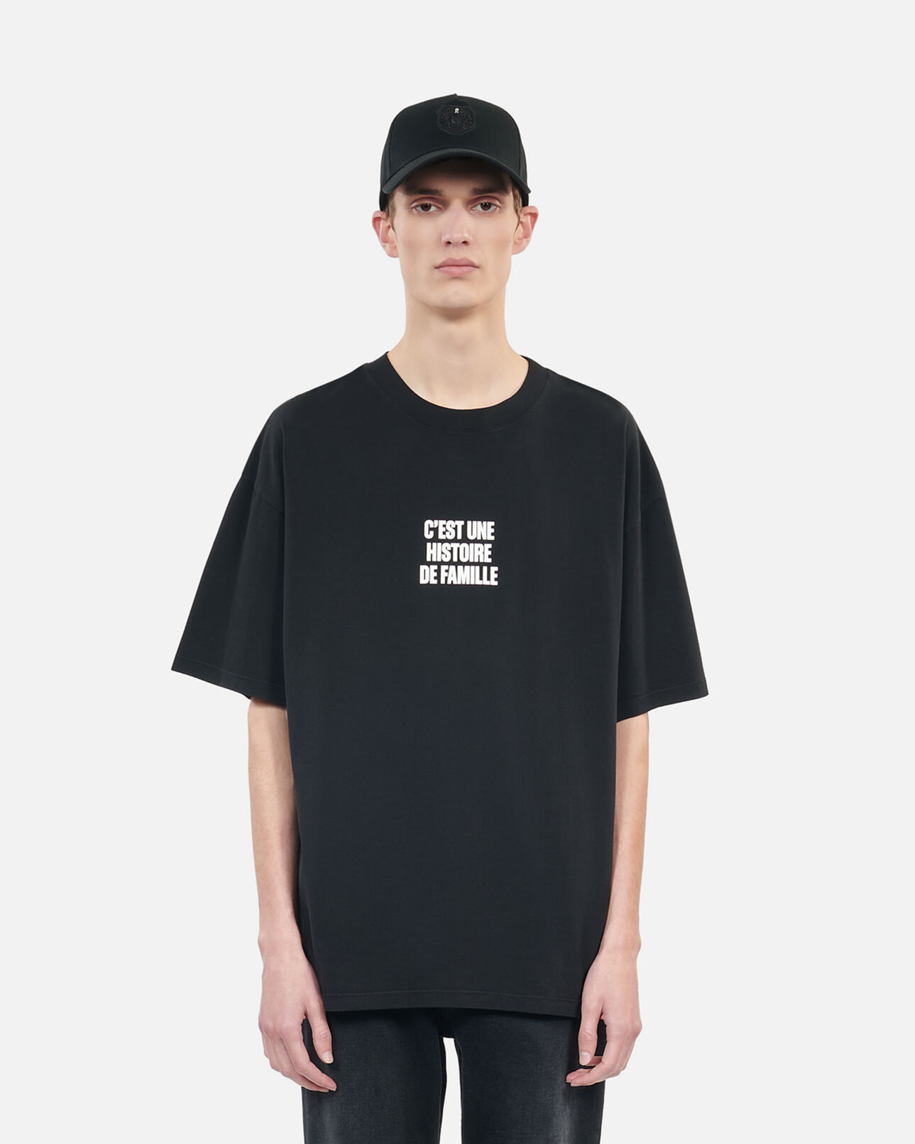 The Kooples MEN BLACK WASHED black histoire de famille serigraphy t-shirt