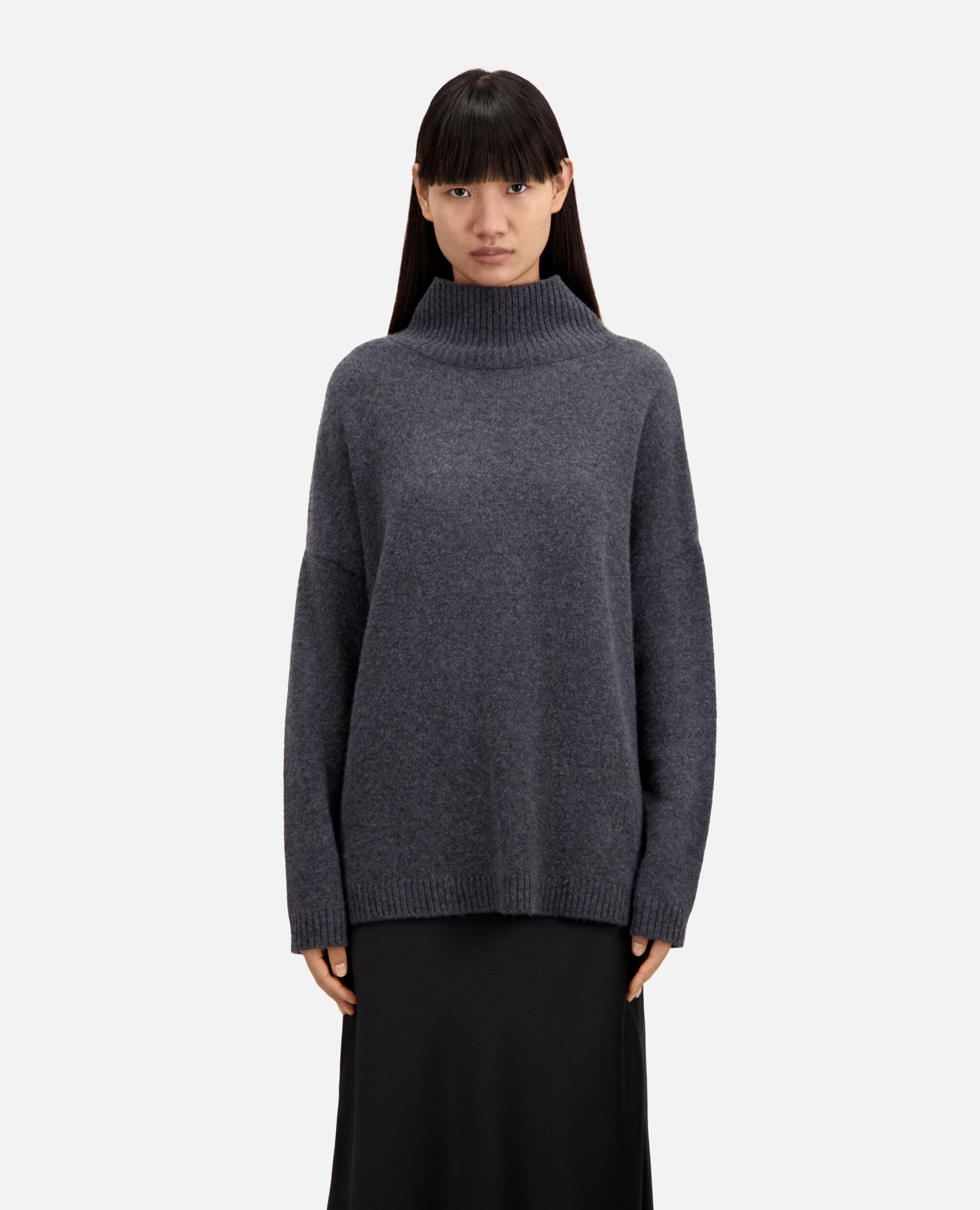 Grey cashmere-blend sweater, ANTHRACITE MELANGE, hi-res image number null