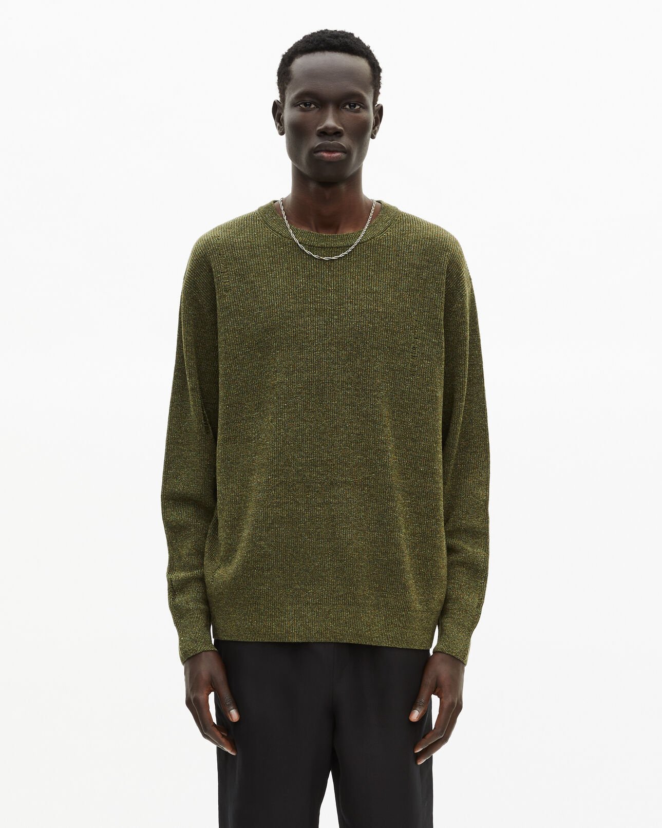 The Kooples HOMBRE OLIVE KAKI jersey caqui de lana y lino