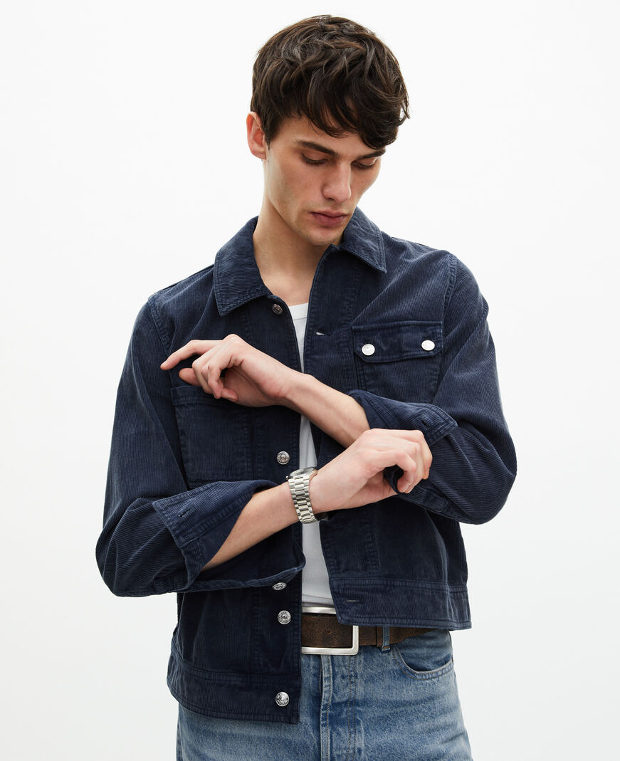 The Kooples HOMME DARK NAVY veste en coton bleu marine