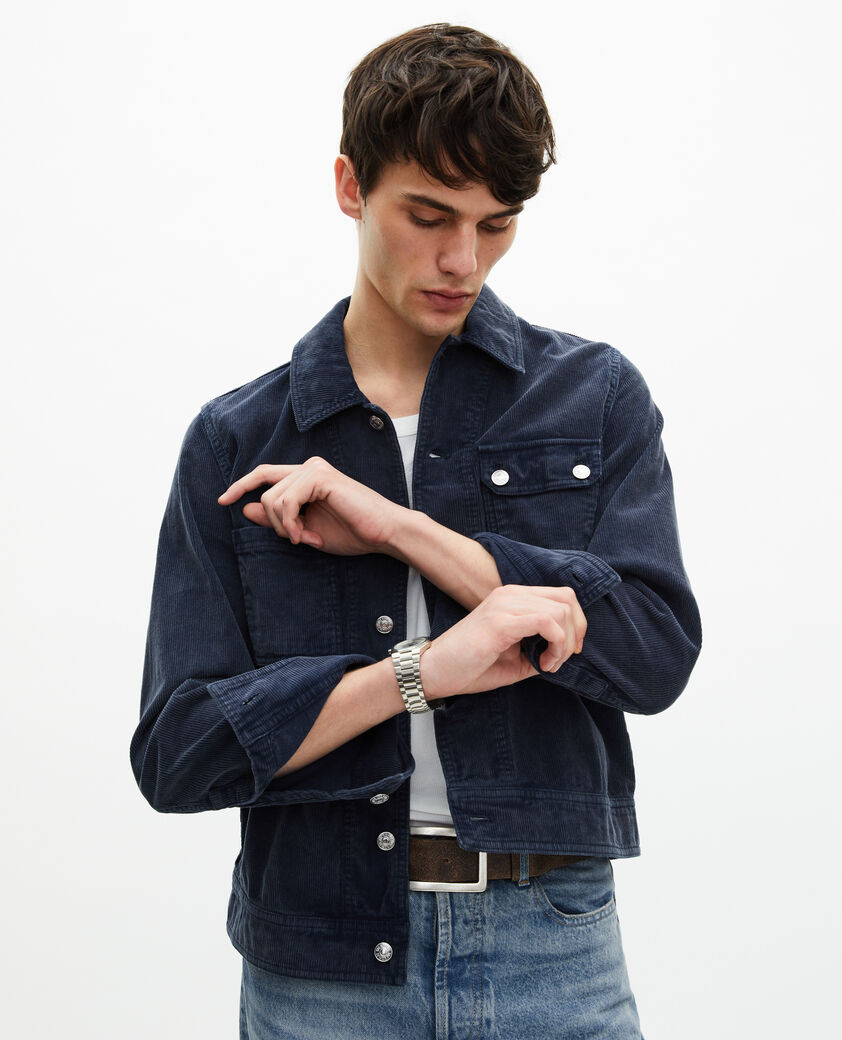 The Kooples HOMME DARK NAVY veste en coton bleu marine
