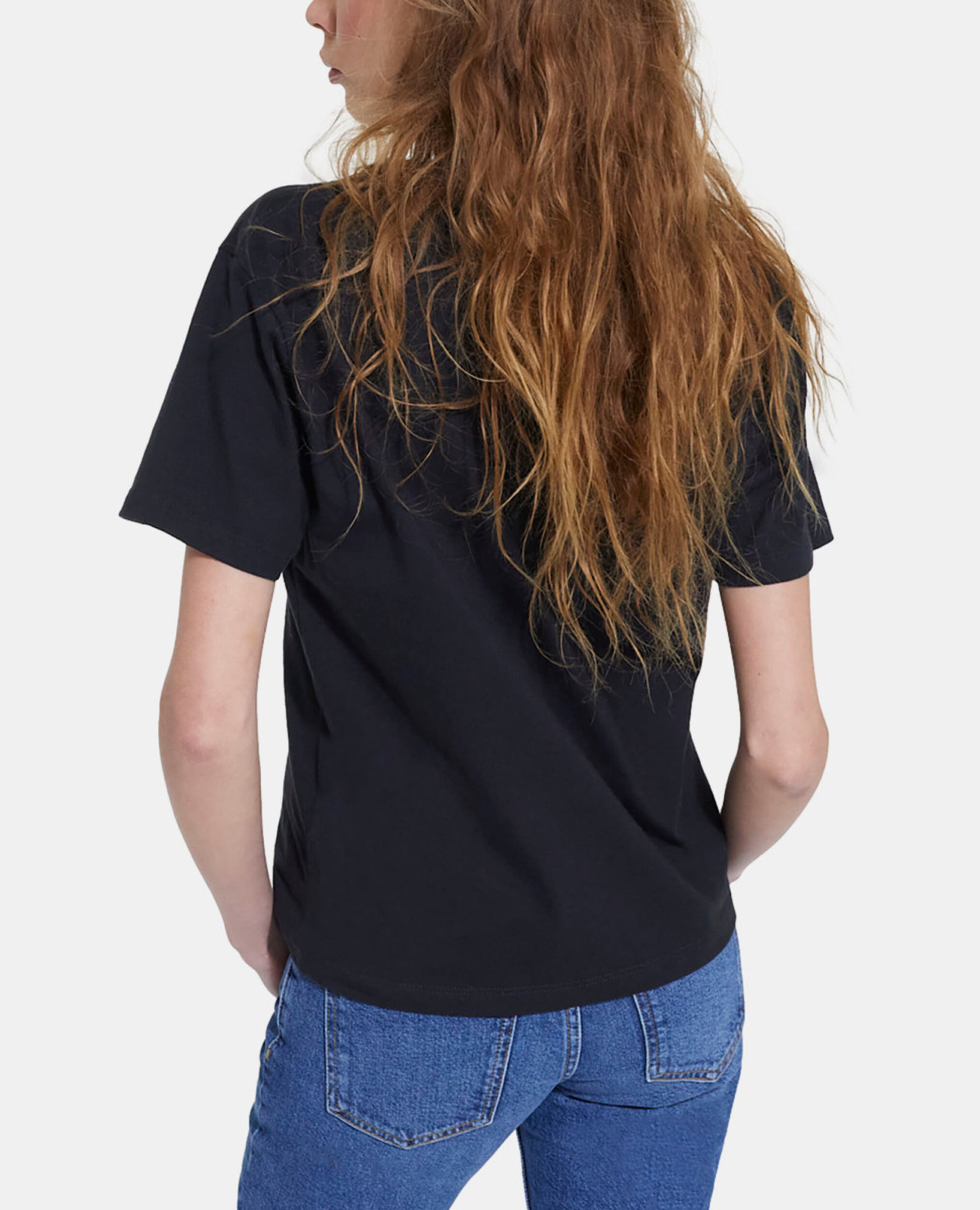 Black cotton T-shirt, BLACK, hi-res image number null