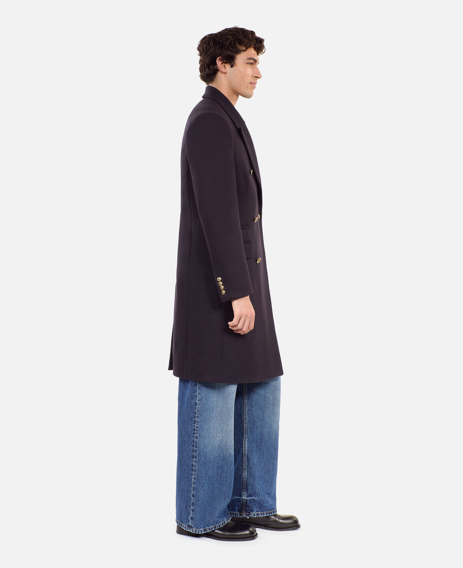 The Kooples HOMME NAVY manteau long en laine mélangée bleu marine