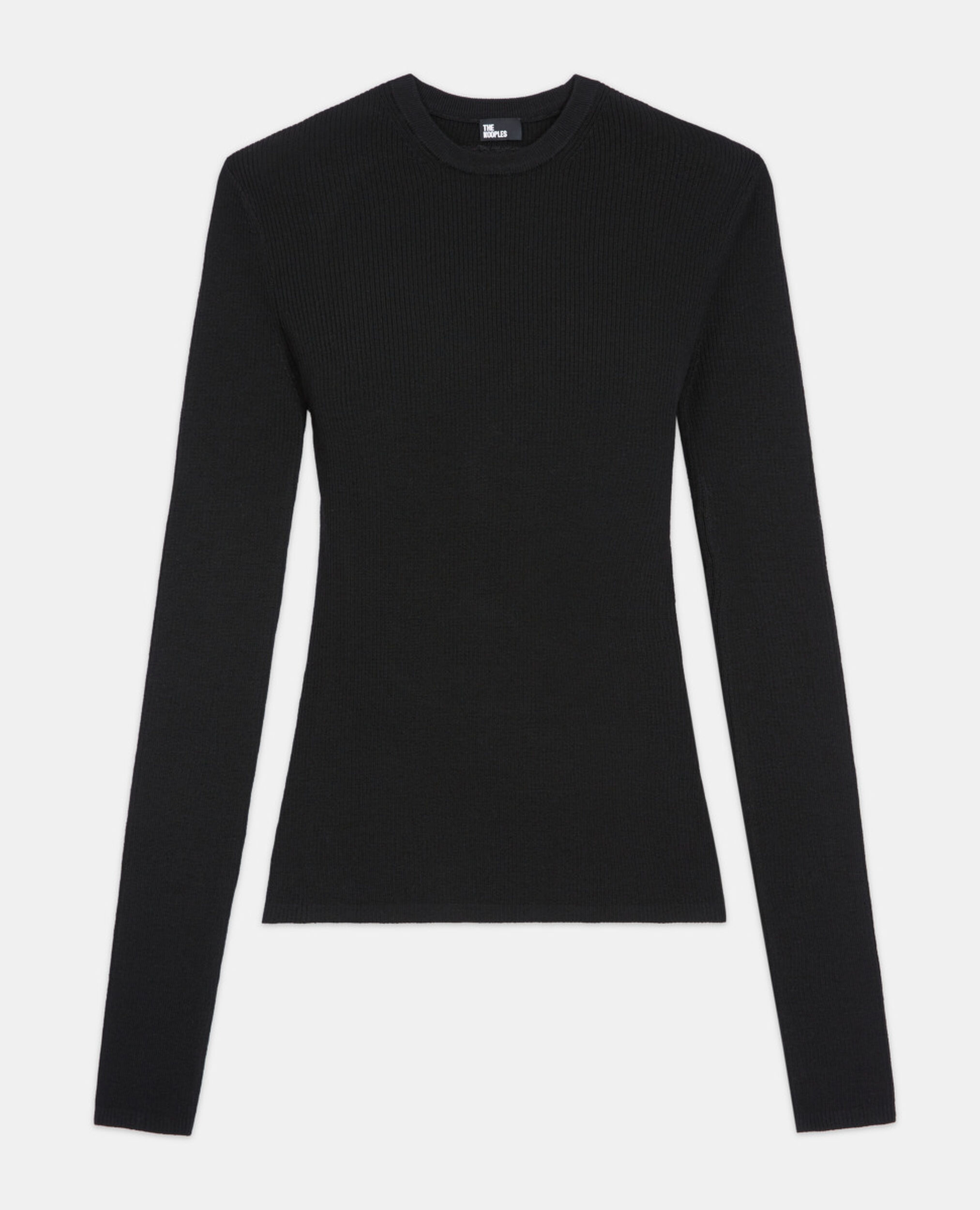Black wool sweater, BLACK, hi-res image number null