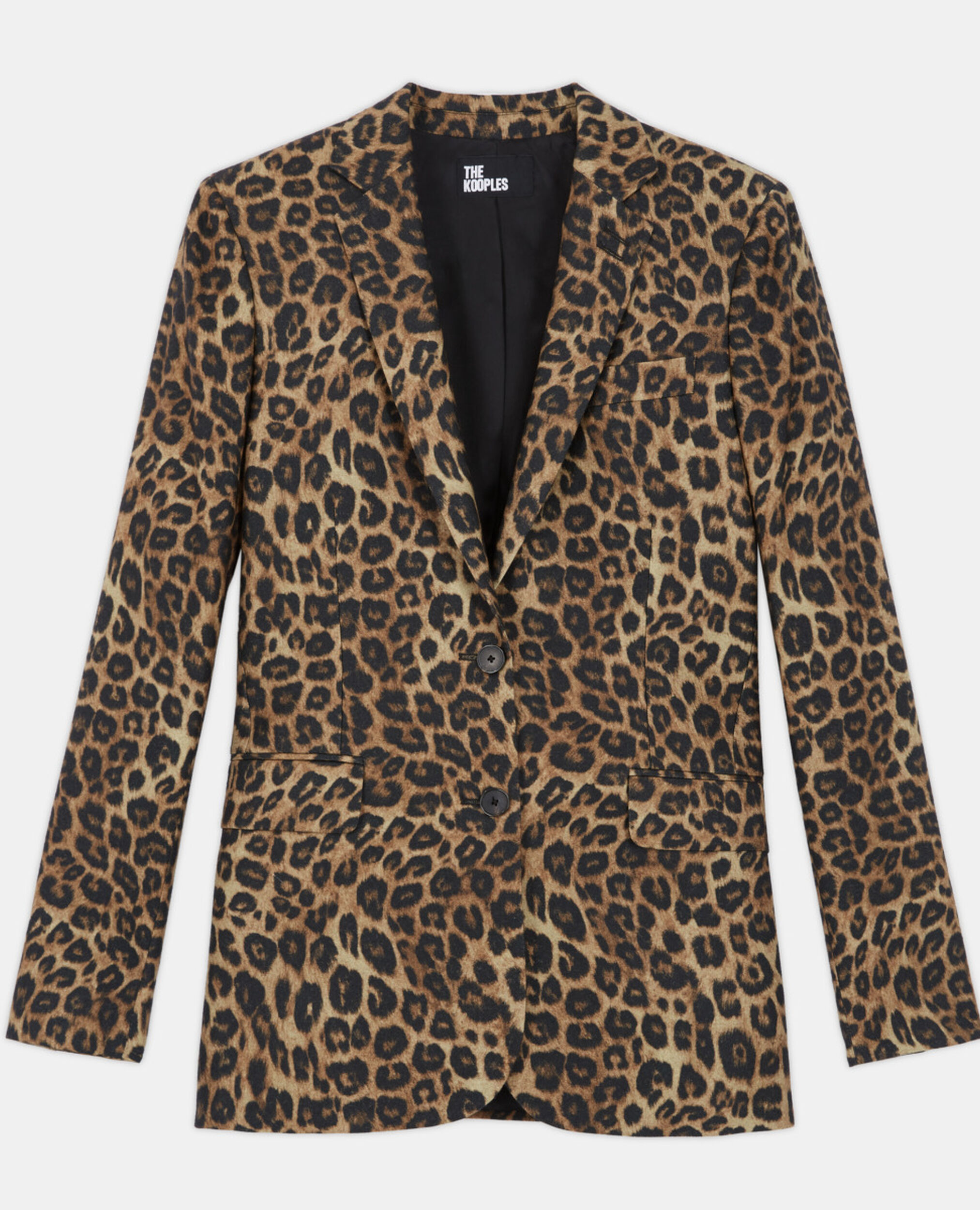 Leopard print straight-cut jacket