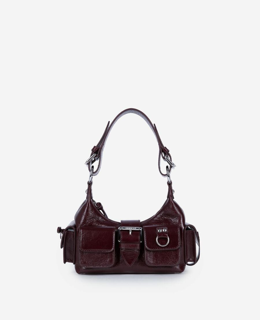 The Kooples F BORDEAUX amelia small bag in burgundy cracked leather