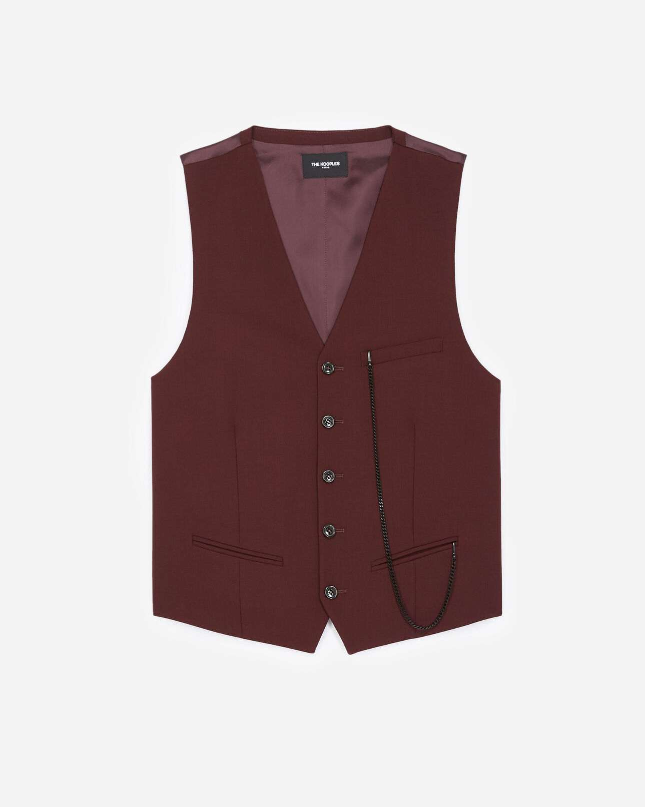 The Kooples HOMME BURGUNDY gilet laine bordeaux boutonné