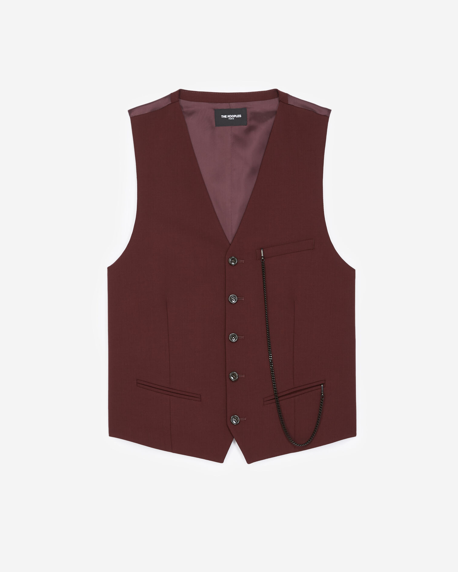 Gilet laine bordeaux boutonné, BURGUNDY, hi-res image number null
