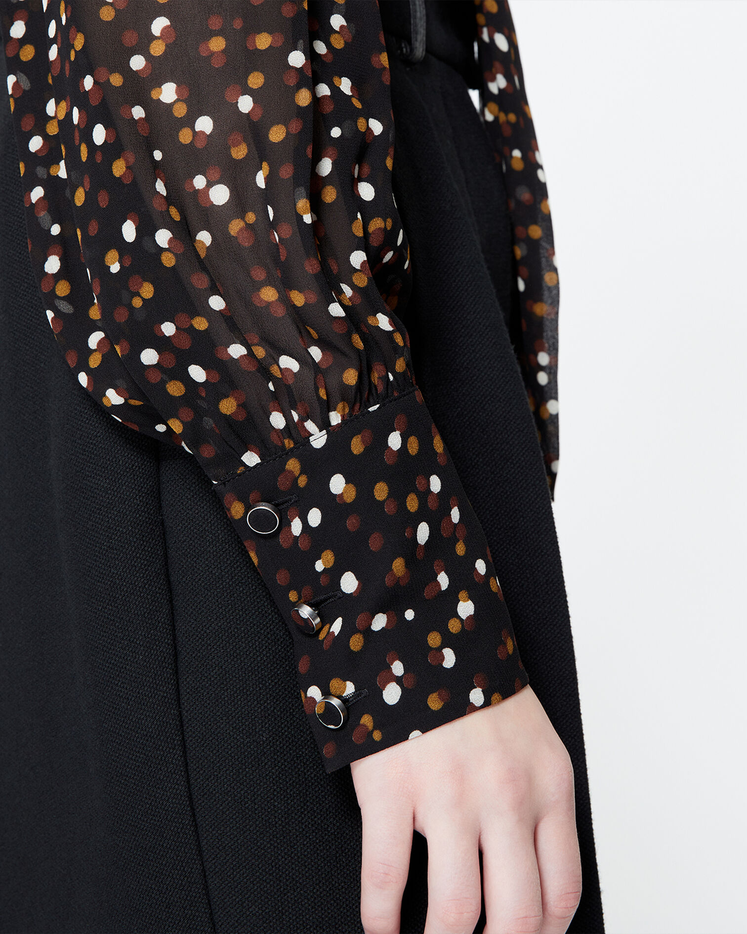 Pussy-bow shirt with polka-dot print, MULTICOLOR, hi-res image number null