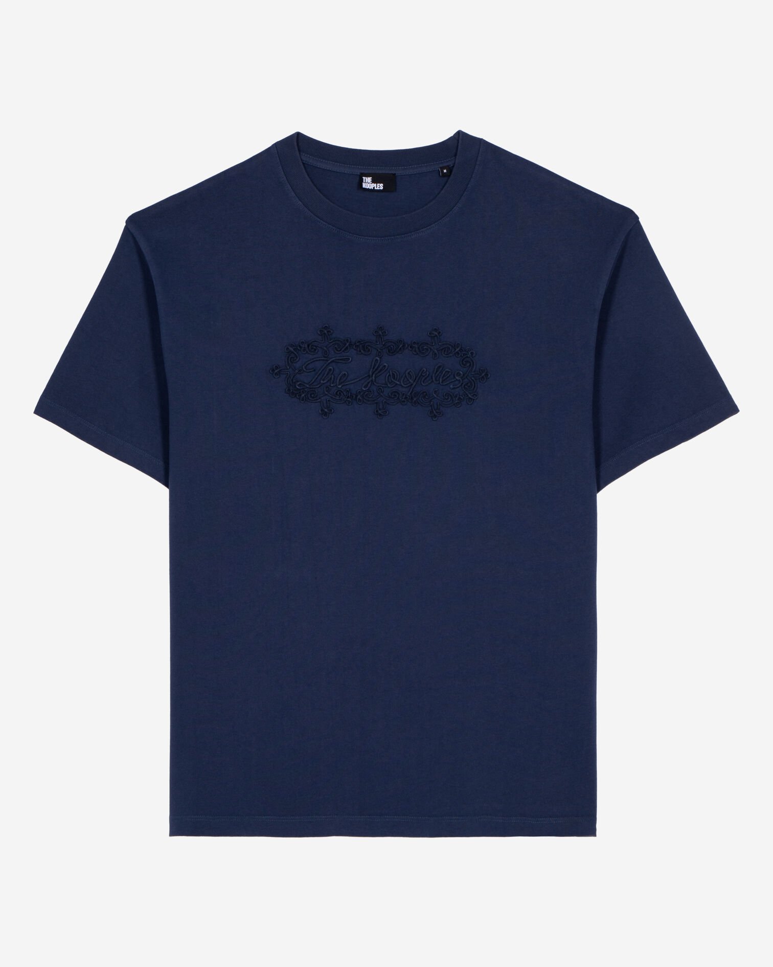 T-shirt with navy blue logo embroidery, DARK NAVY, hi-res image number null