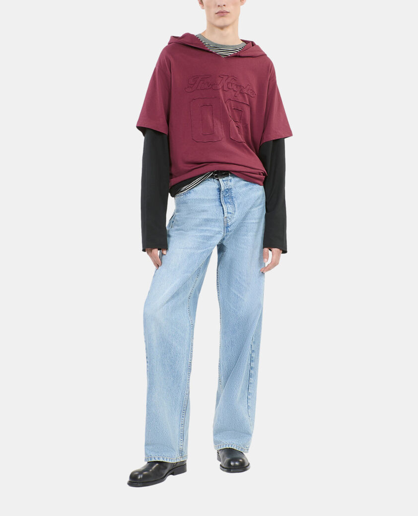 The Kooples HOMME BURGUNDY t-shirt manches longues à capuche bordeaux