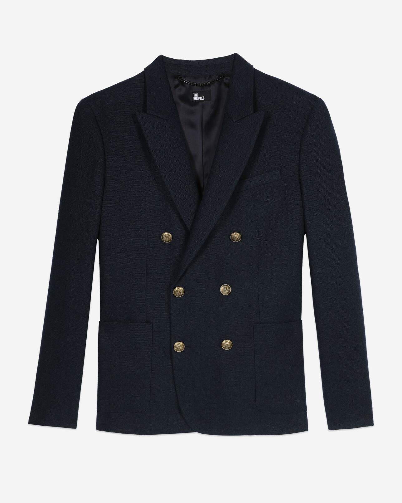 The Kooples HOMME DARK NAVY blazer en lin bleu marine