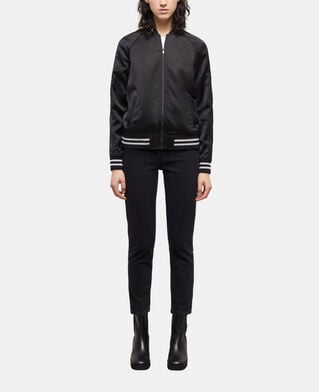 The Kooples WOMEN BLACK black satin zipped sweatshirt