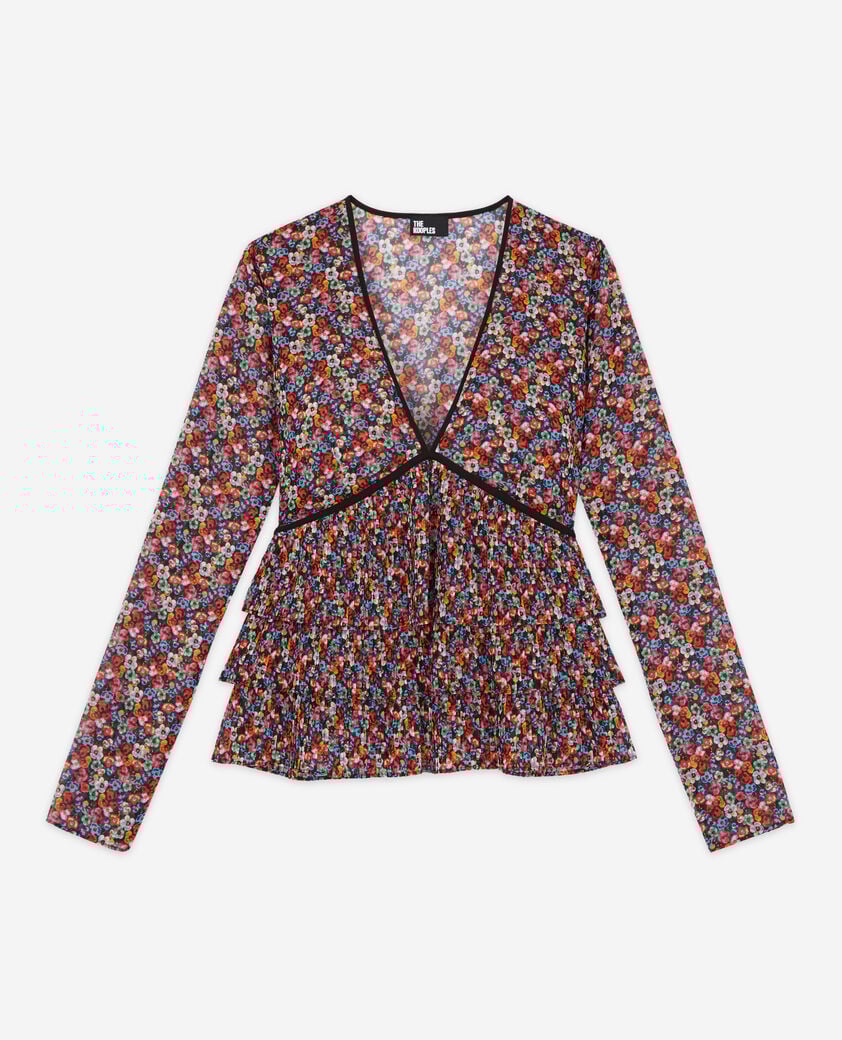 The Kooples WOMEN null multicolor top with pleated ruffles