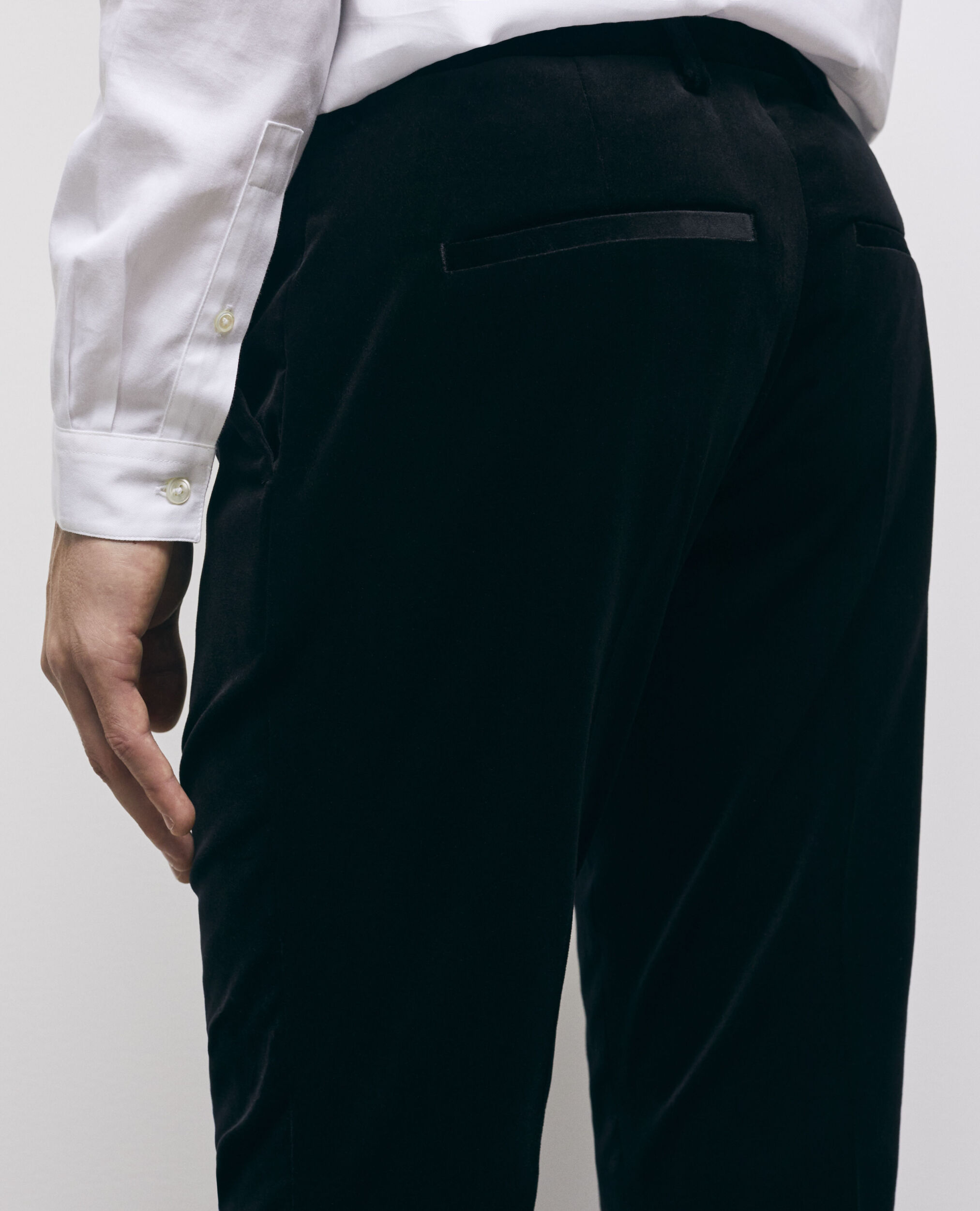 Black velvet suit pants, BLACK, hi-res image number null