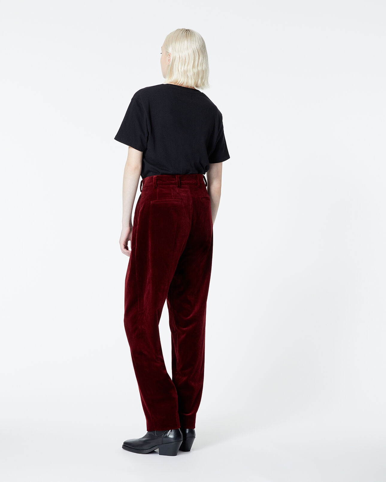 The Kooples WOMEN BURGUNDY burgundy carrot pants in velvet
