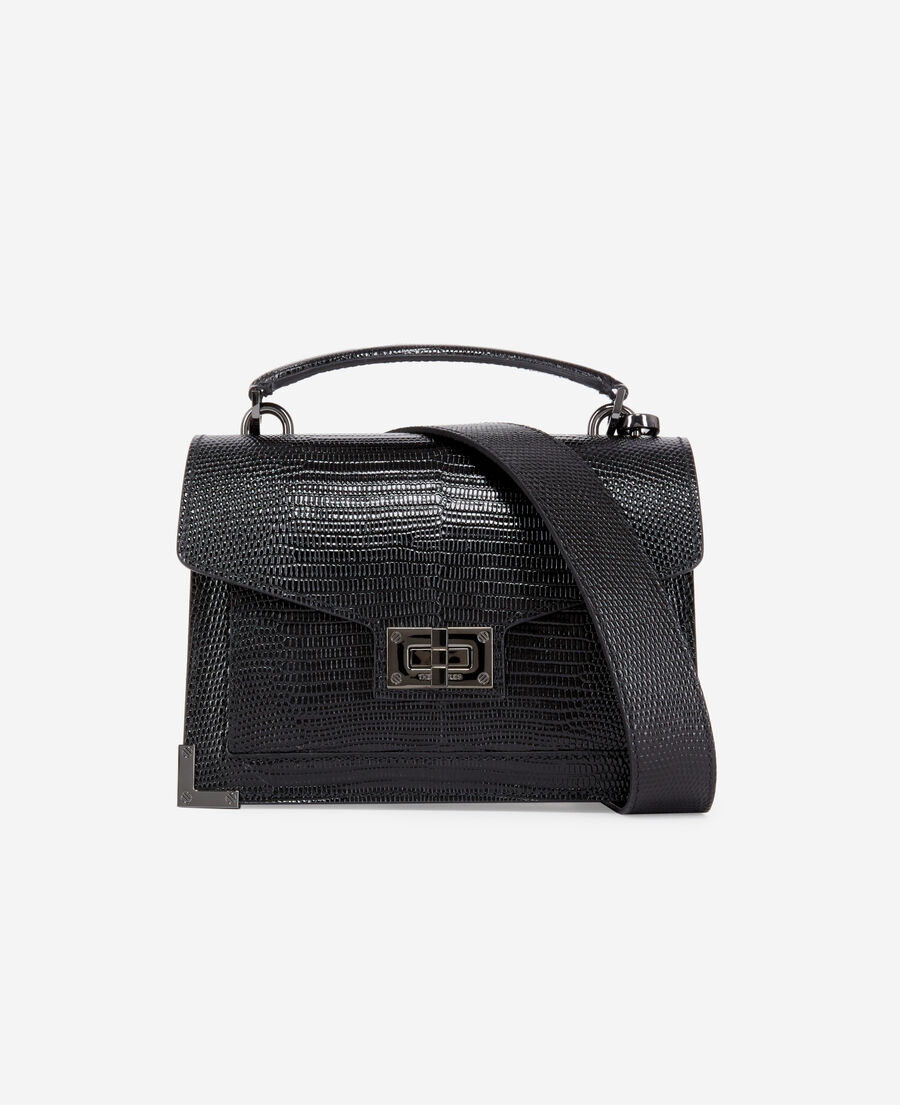 small emily bag in black lizard effect leather