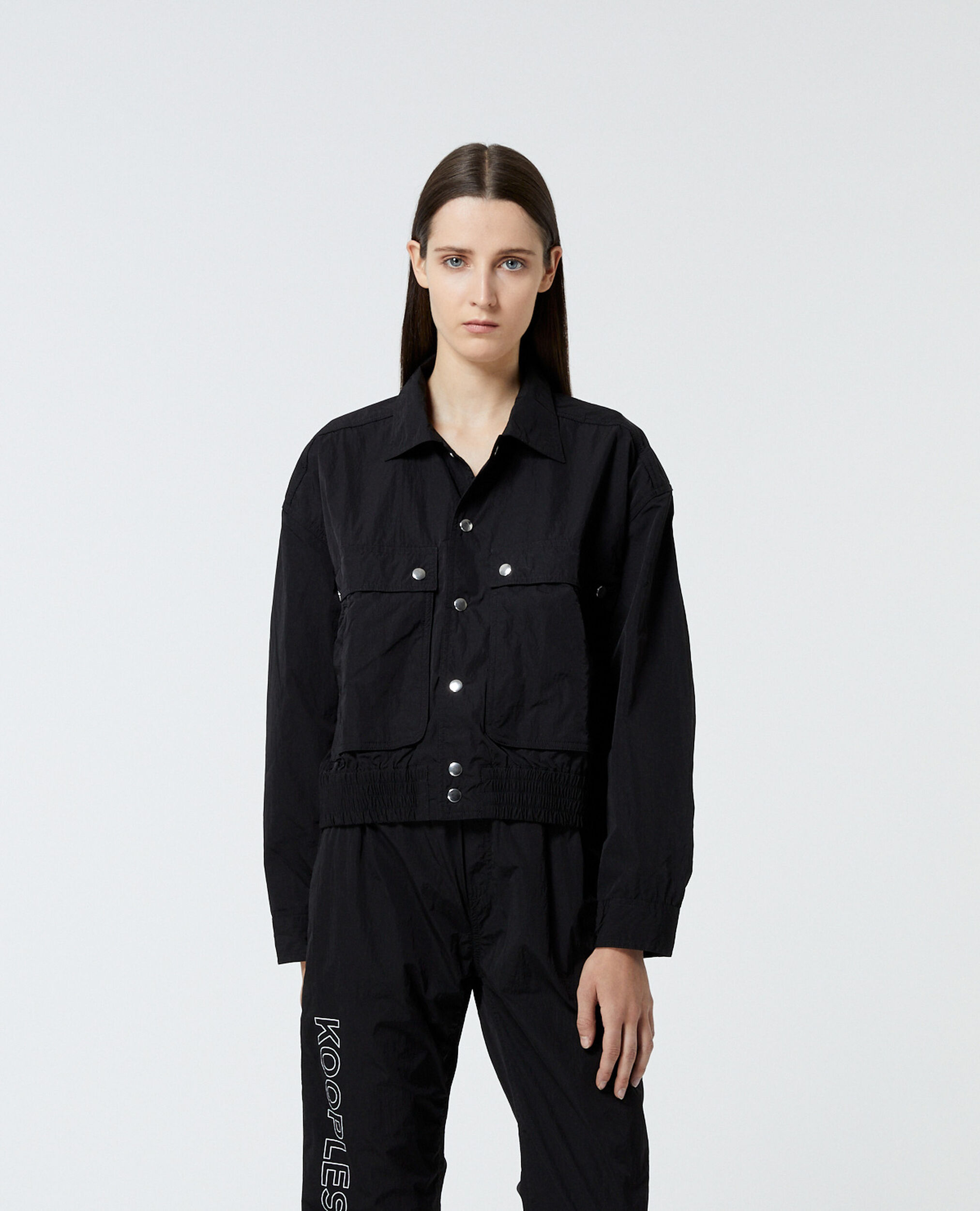 Waterproof black jacket with flap pockets, BLACK, hi-res image number null