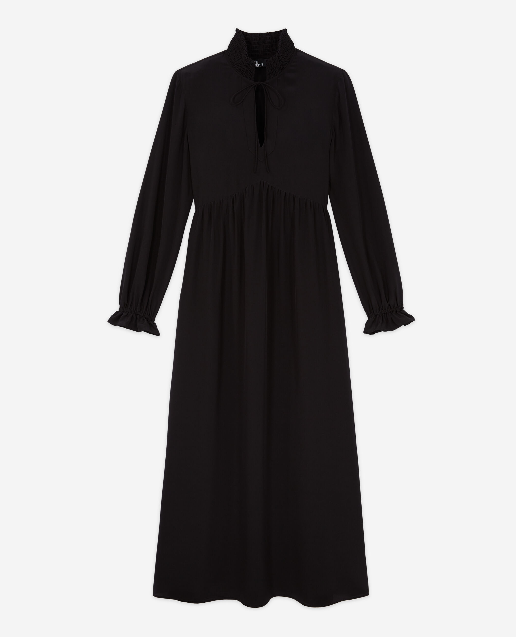 Langes, schwarzes Kleid aus Seide, BLACK, hi-res image number null